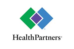 HealthPartners logo with overlapping green and blue diamonds