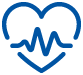Blue heart outline with ECG heartbeat line