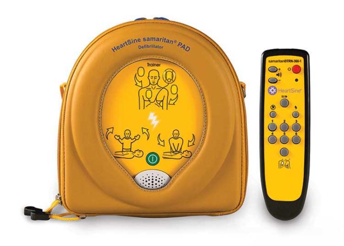 HeartSine Samaritan PAD defibrillator trainer with remote control