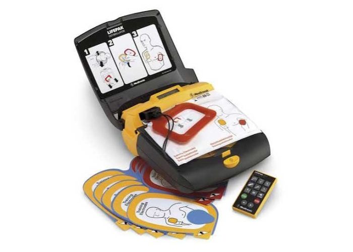 Automated external defibrillator with pads and remote control