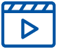 Blue video player icon with play button